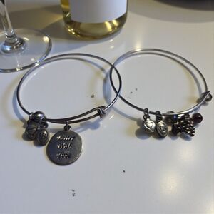 Set of Bella Perlina Bangle Charm Adjustable Bracelets Wine Theme